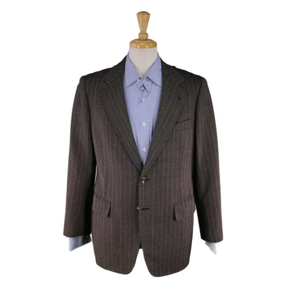 Bespoke Custom Black w/ Purple Stripes Polka Dot Sportcoat Blazer 40S - Picture 1 of 7